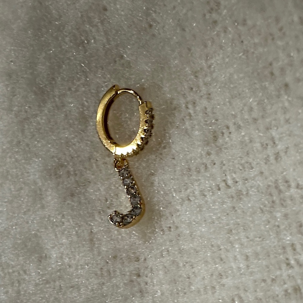 Gold Initial J Hoop Earring